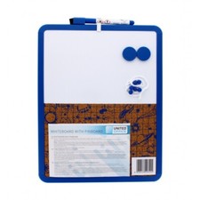 Listing image for A4 Magnetic Whiteboard & Pin Board Kit Dry Wipe Office Home Notice Eraser Blue