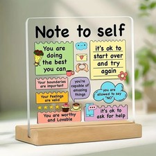 Listing image for Inspirational Acrylic Sign with Wooden Base Positive Affirmation Desk Decor Gift