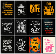 Listing image for Motivational Quote Poster Wall Art Gym Office Bedroom Home Decor A4 A3 A5
