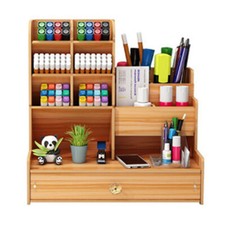 Listing image for Office Study Desk Wooden Pen Pencil Storage Holder Organizer Box Tidy Shelf Case