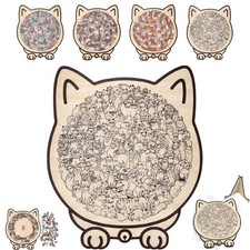 Listing image for 135-Piece MorandiColored Cat Shaped Wooden Jigsaw Puzzle