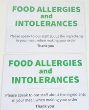 Listing image for Food Allergies Intolerance Sign Poster X 2 Laminated Safer Food Better Business
