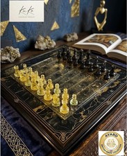 Listing image for Chess Set Decorative Gift KuKo Handmade Gold Black Epoxy Resin Board AYard