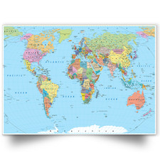 Listing image for WORLD MAP POSTER LAMINATED EDUCATIONAL SCHOOL WALL ART PRINT A5 A4 A3 A2 A1
