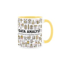 Listing image for Data Analyst Mug - Novelty IT Statistics Gift Tea/Coffee Yellow Ceramic Cup