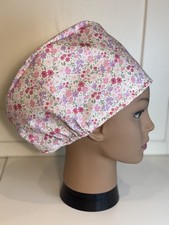 Listing image for Summer Flowers 100% Cotton Pink Scrub Cap Hat Surgical Doctor Theatre Nurse ODP