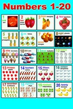 Listing image for educational NUMBER (1-20) square large A2 laminated maths wall nursery Poster