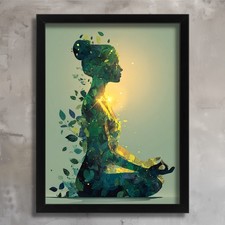 Listing image for Yoga Meditation Wall Art Serene Woman Silhouette Mindfulness Print Home Decor