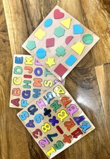 Listing image for Educational 3D Puzzle Wooden Board Toy Colourful ABC Alphabet Number Shapes kids
