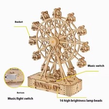 Listing image for 3D Wooden Puzzle Ferris Wheel LED Music Box DIY Kit Rotatable Model for Kids UK