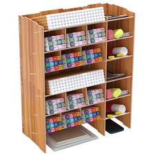 Listing image for Wooden Office Study Desk Pen Pencil Holder Storage Organizer Box Tidy Case Stand