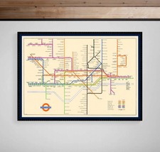 Listing image for London Underground Subway Train 1950 Map Fine Art Heavyweight Print Poster