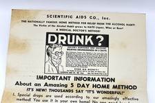 Listing image for Rare Vintage Ad Scientific Aids Co. DRUNK? Amazing 5 Day Home Method Poster