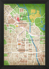 Listing image for Raccoon City Map Framed Wall Art Poster Canvas Print Picture